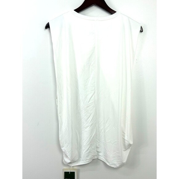 New HALARA Women Sz M White Round Neck Ruched Cool Touch Yoga Tank Top Shirt R3 - Picture 8 of 10